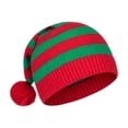 thumbnail image 3 of Lumtrix Christmas Knitted Elf Hats Santa Hat For Adults Xmas Beanie Winter Hats With Pompom Crochet Caps For Women Men Red One Size, 3 of 5