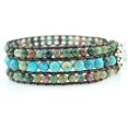 thumbnail image 2 of GHSDFBB Boho Handmade Natural Stone Bead 3 Row Wide Wrap Wrist Statment Bracelet Jewelry Collection, 2 of 6