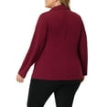 thumbnail image 3 of Agnes Orinda Women's Plus Size Fall Workwear Notched Lapel Button Down Office Blazer 1X Burgundy, 3 of 6