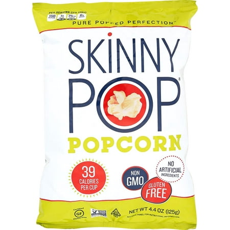 Delicious Popcorn Treats - SKINNYPOP Original Popped Popcorn, Individual Bags, Gluten Free Popcorn, Non-GMO, No Artificial Ingredients, A Delicious Source of Fiber, 4.4 Ounce (Pack of 12)