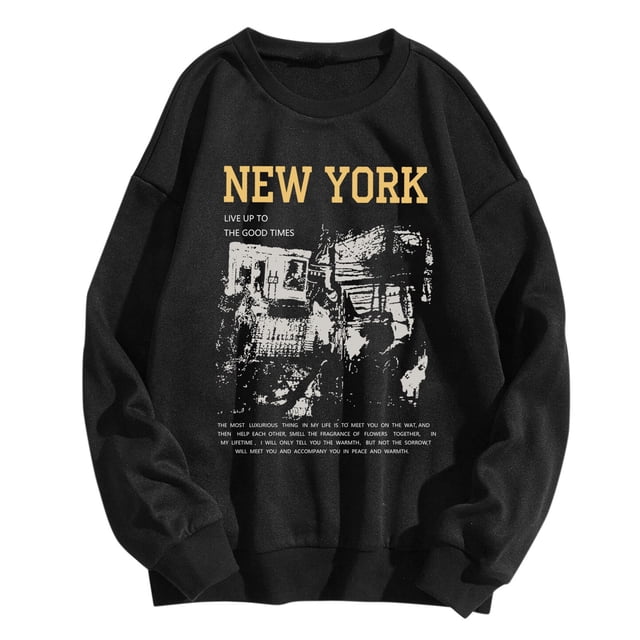 toraway Chandail en Molleton pour Femmes Veste Fine Décontractée à Manches Longues T-Shirts Graphiques Col Rond Chandails en Molleton Pull Tops pour Femmes S