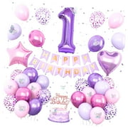 SKYSONIC Sweet 16 Party Decorations, Lavender Birthday Decor for Girls Number Foil Balloons Cake Topper Butterfly Stickers for 16th Birthday Party