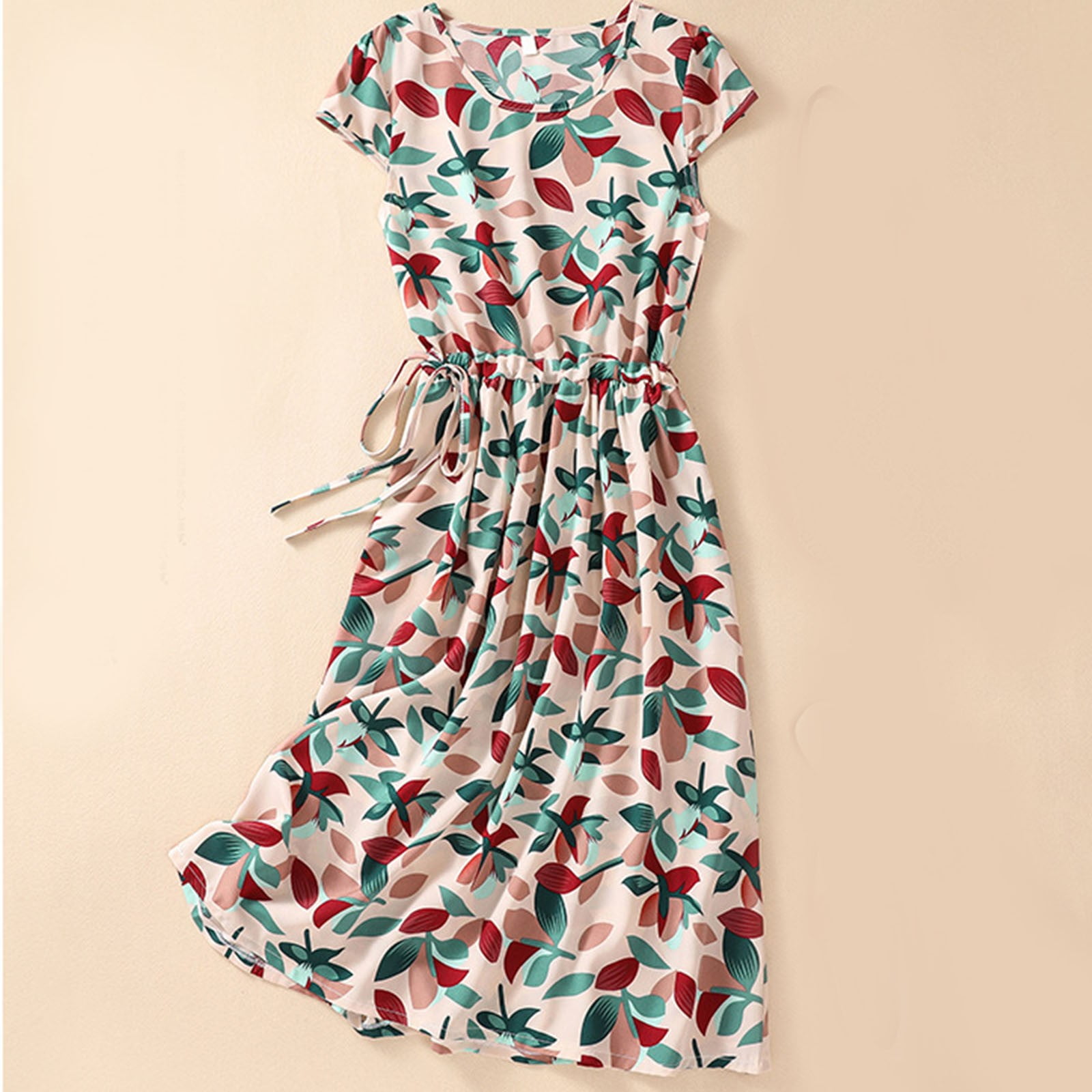 HUPOM Summer Casual Dress Plus Size Dresses Skater Fit & Flare Dress