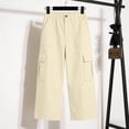 thumbnail image 6 of Bloomae Womens Capris with Multi-Pockets Loose Fit Casual Stretch Elastic Waist Capri Pants Dressy Lightweight Ladies Baggy Cargo Pants for Hiking Beige XXL, 6 of 8