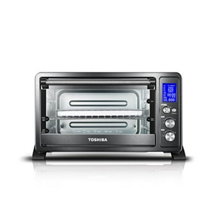 toshiba ac25cew-bs digital oven with convection/toast/bake/broil function, 6-slice bread/12-inch pizza, black stainless steel