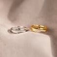 thumbnail image 3 of Anillo de plata de ley S925 con doble capa cruzada, moderno anillo de dedo índice simple de tres líneas para mujer, 3 of 5