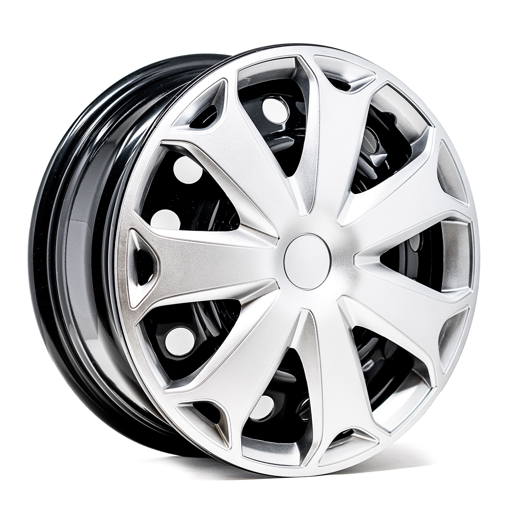 Alpena 16" Ivo Carbon, Silver, Set of 4, Model 58391, Fits Most Steel Wheels for Cars and SUV's