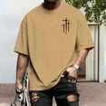 thumbnail image 5 of adaychics Mens Cross Shirt Crew Neck Cross Print Spanish Bible T-shirt Short Sleeve Oversized Casual Tops for Party Daily, 5 of 7