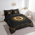 thumbnail image 3 of Manfei Initial Letter S Bedding Comforter Set 7-Piece, Black Gold Monogrammed King Bedding Sets, Retro Tribal Aztec Geometric Reversible Bed Sheets, Breathable Home Decor, 3 of 7
