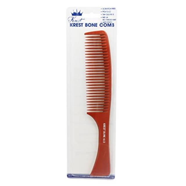 krest 8 3/4 inch handle large coarse teeth bone comb. all purpose hair