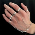 thumbnail image 2 of HOT Fashion Punk Simple Silver Color Metal Chain Open Finger Ring Set For Women Men Unisex Mittens Wrist Rings Punk Hiphop Jewelry, 2 of 4