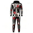 thumbnail image 5 of Gunia Kids Boys Girls Halloween Skeleton Onesie Romper With Layered Zipper Front Role Play Outfits Black 9-10 Years, 5 of 6