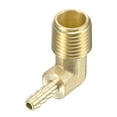 thumbnail image 1 of Unique Bargains Laiton 3/16' Barb x 1/4 NPT Filetage Mâle Coude Droit Raccord, 1 of 6