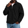 thumbnail image 2 of Sorvello Men's Full Zip Fleece Jacket Lapel Collar Long Sleeve Thermal Coat Winter Outdoor Warm Jacket with Zip Pockets Black XL, 2 of 7