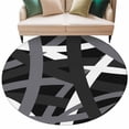 thumbnail image 6 of Gray Black Geometric Round Rug 5ft Washable Circle Kitchen Rugs Non Slip Modern Art Abstract Grey Line Large Area Rug Indoor Floor Carpet for Bedroom Living Room Home Office Dining Room Nursery, 6 of 8