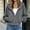 Gray, variant on Ynynloco Womens Zip Up Hoodies Cropped Jackets Fall Outfits Lightweight Slouchy Drop Shoulder Casual Travel Winter with Pockets Airport Workout Athletic