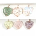 thumbnail image 5 of K-KED 6pc Natural Stone Healing Crystal Life Tree Rose Gold Wire Wrapped Heart Pendant-opal, 5 of 9
