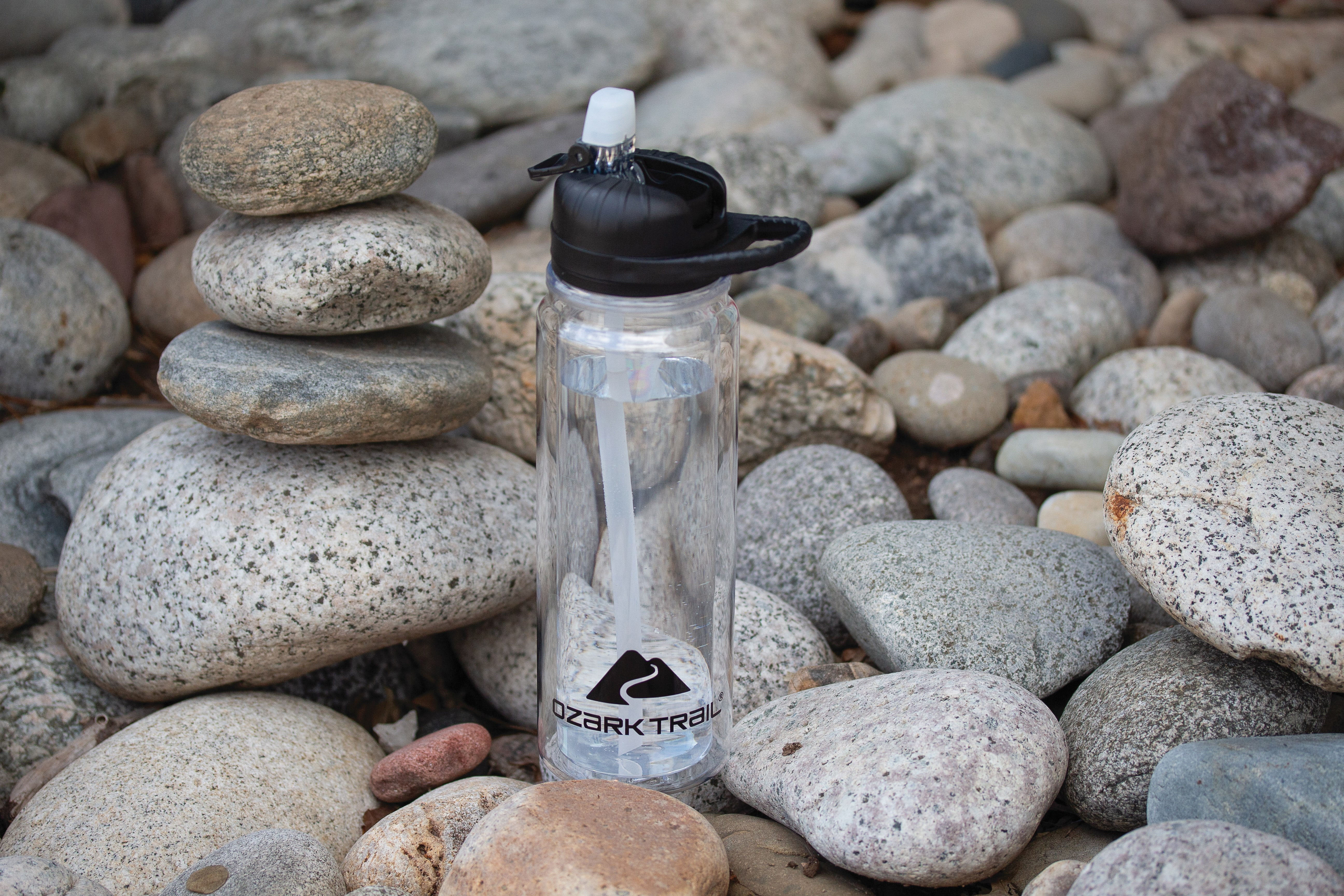 Ozark Trail 24ounce Double-Wall Tritan Water Bottle with Flip Straw Lid, Clear
