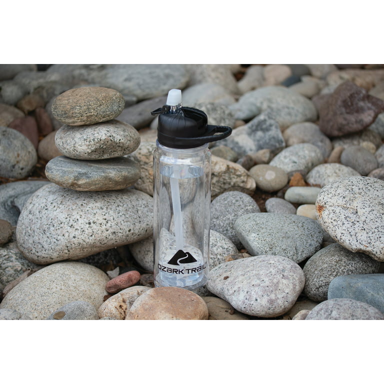 Ozark Trail 24ounce Double-Wall Tritan Water Bottle with Flip Straw Lid,  Clear
