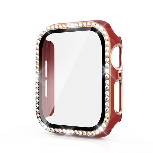Apple Watch Case with Tempered Glass Screen Protector for Apple Watch 38mm Series 3/2/1, Bling Crystal Diamond Rhinestone Ultra-Thin Bumper Full Cover Protective Case for Women Girls iWatch