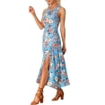 thumbnail image 4 of INSPIRE CHIC Women's Sleeveless Floral Split Hem Keyhole Flowy Summer Boho Maxi Dress, 4 of 5