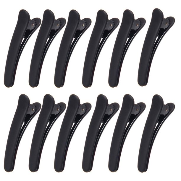12 Pcs Matt Black Styling Hair Clips Plastic Duckbill Clips