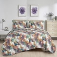 thumbnail image 2 of Chezmoi Collection Passion 3-Piece Floral Quilt Set Queen, Multicolor Purple Red Blue White Gray Yellow Waterbrush Printed Microfiber Lightweight Bedspread Set for All season, 2 of 9