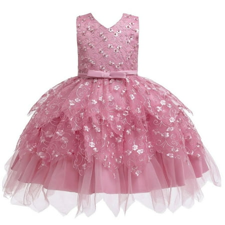

URMAGIC Baby Girls Ruffle Lace Backless Bowknot Flower Dresses Pageant Party Wedding 0-5 Years