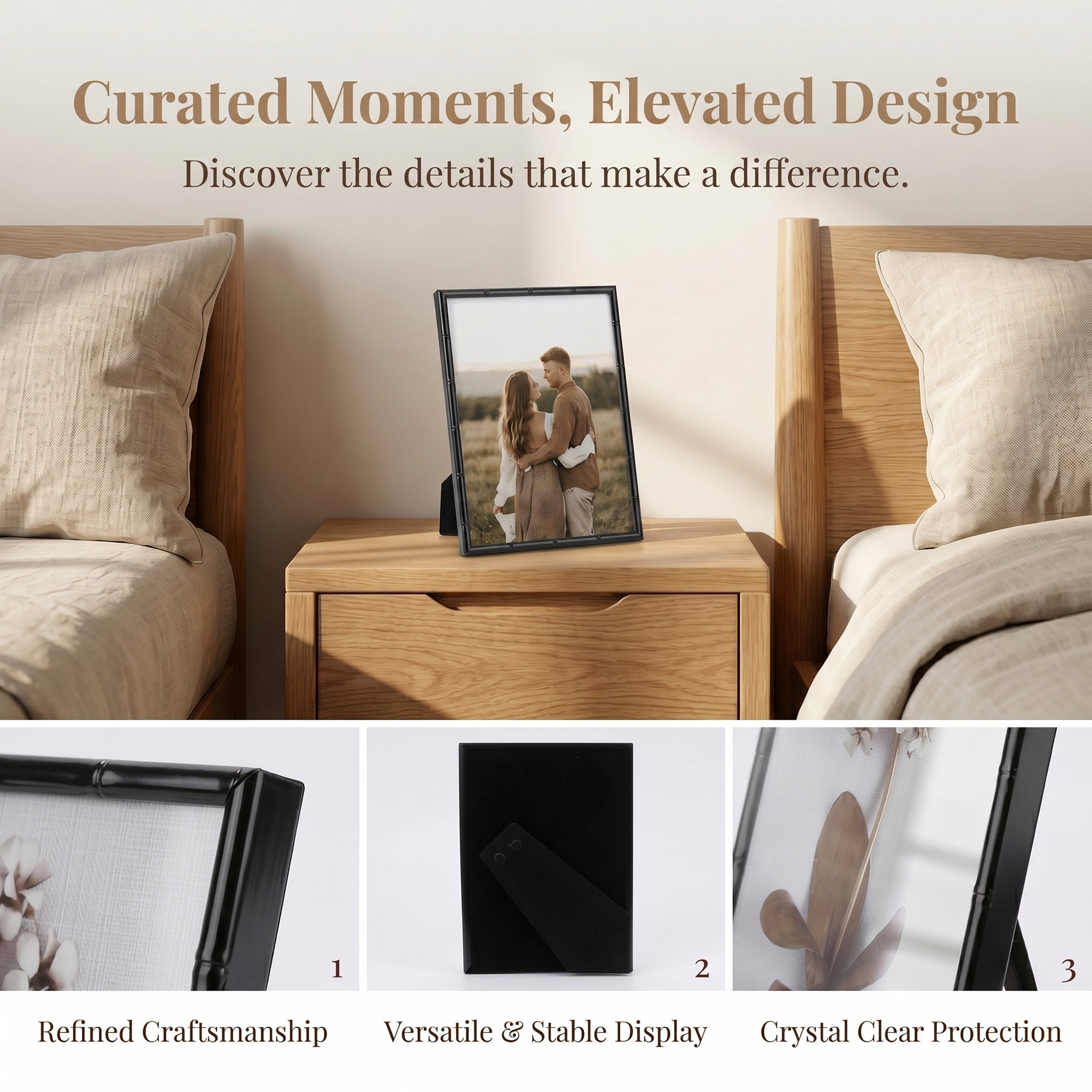 Unique Bargains Metal Picture Frame Chinoiserie Photo Frame with HD Glass Black 4" x 5"