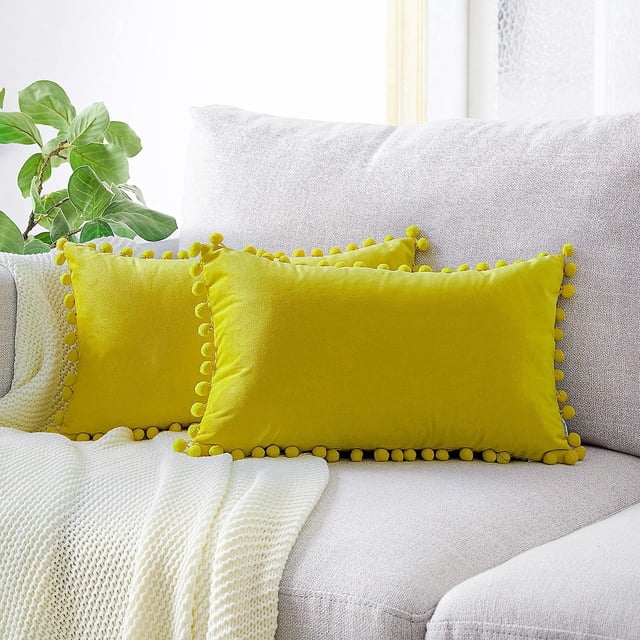 Funda de cojín de 2 piezas de terciopelo de estilo nórdico (amarillo 50*30 cm)