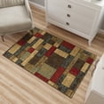 thumbnail image 2 of Ottomanson Boxes Area Rug 3'3" x 5' - Non Slip Low Pile Carpet, Multicolor, 2 of 11