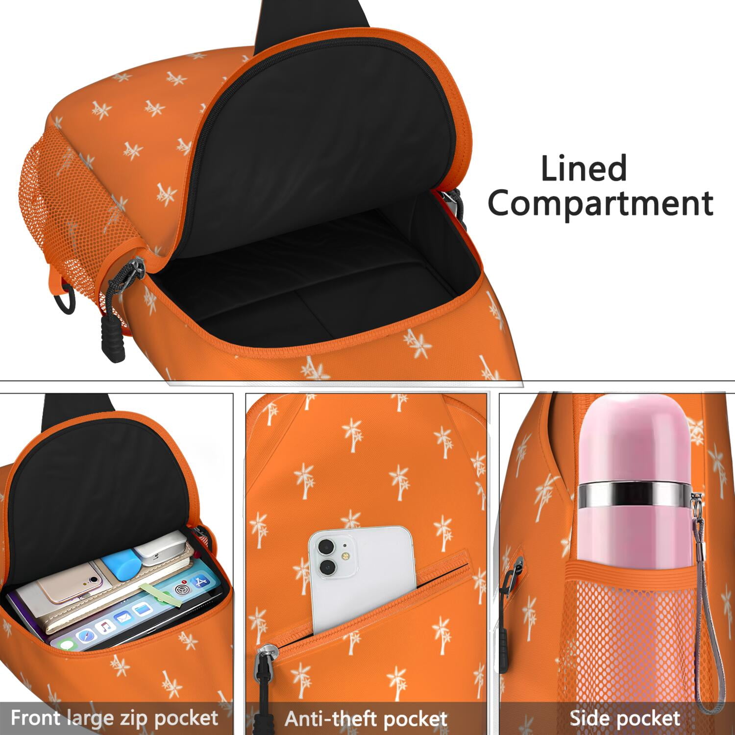 Tropical Palm Trees Sling Bag for Men & Women - Vibrant Anti-Theft Crossbody Bag with Spacious Pockets - Durable Travel Backpack for Hiking, Biking, Commuting