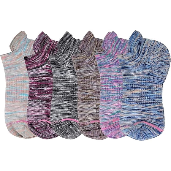 Dr. Motion Women's 6pk Compression Low Cut Cushioned Breathable Anklet Socks (9-11, Assorted)