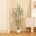 thumbnail image 5 of 5ft Fake Plastic Olive Tree with Oval White Planter, Pre Potted Faux Greenry Plant for Home Decor Office House Living Room Indoor Outdoor, Big Fake Plants Fake House Plants, 5 of 7