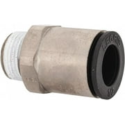 1/2" Outside Diam, 3/8 BSPT, Nickel Plated Brass Push-to-Connect Tube Male Connector