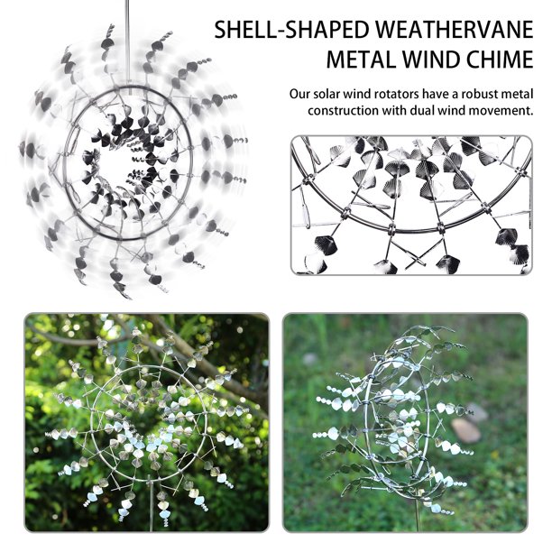 Molino de viento de metal Shell Wind Spinner Art Wind Chimes para patiocésped y jardín Wdftyju Para estrenar