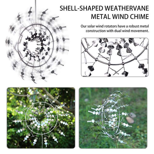 Molino de viento de metal Shell Wind Spinner Art Wind Chimes para patiocésped y jardín Wdftyju Para estrenar
