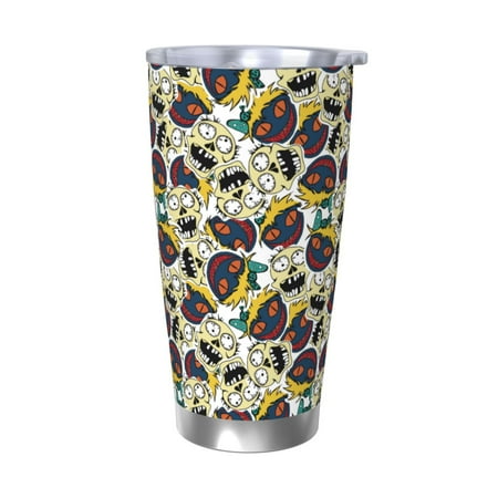 

Cauagu Happy Skeleton Pattern 20oz Tumbler Stainless Steel Vacuum Insulated Tumbler with Lid Insulated Coffee Mug Thermal Cup with Splash Proof Sliding Lid-Without Straw