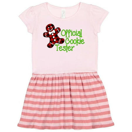 

Inktastic Official Cookie Tester Red Plaid Gingerbread Man with Bow Ti Gift Toddler Girl Dress
