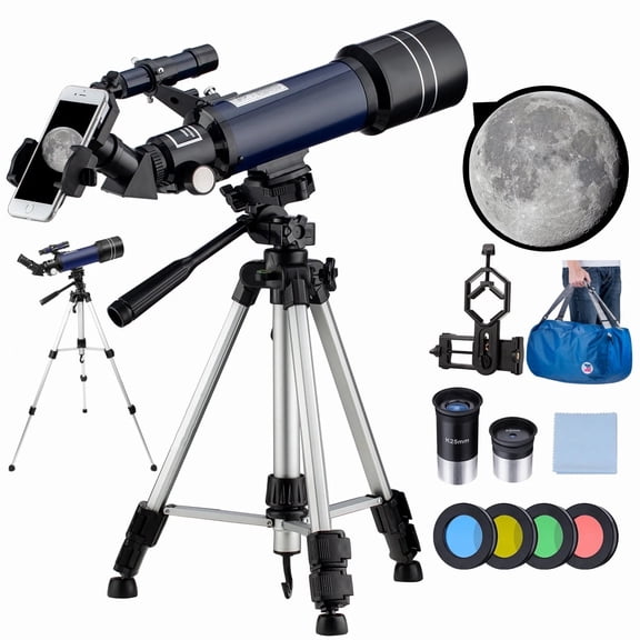 LAKWAR Telescope for Adults Kids Beginners, 70mm Aperture 400mm AZ Mount Refractor Telescope, Portable Astronomy Optical Telescope with Tripod, Phone Holder Adapter for Star Watching & Moon Viewing