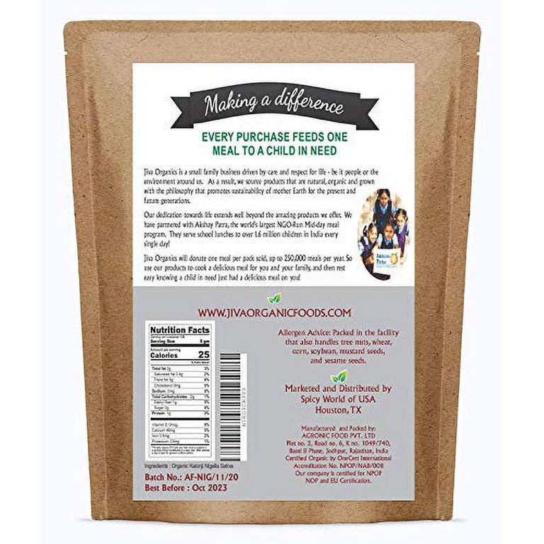 Jiva Organics Organic Kalonji Seeds 1.5 LB - Whole Black Seed (Nigella Sativa), Non-GMO, Product Of India