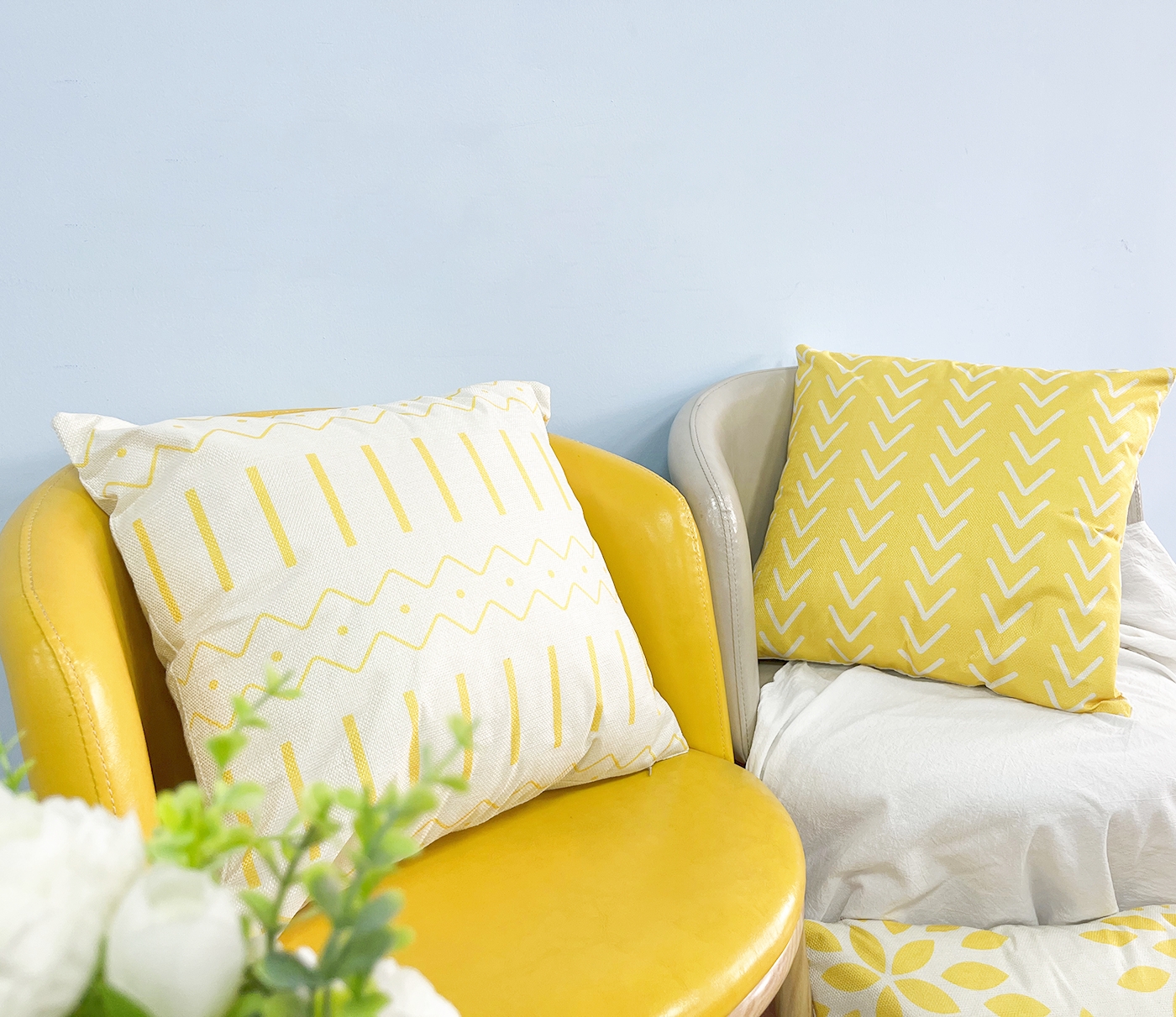Throw Pillow Covers for Living Room Decor Couch Sofa Cushion Case Outdoor Yellow Pillow Case 18"x 18" Set of 4