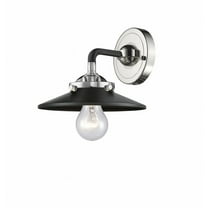 284-1W-BPN-M6-BK Innovations Lighting Railroad - 1 Light Wall Sconce-5.25 Inches Tall and 8 Inches Wide-Black Polished Nickel Finish-Matte Black Shade