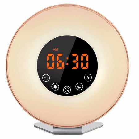VicTsing Sunrise Alarm Clock, Digital Wake-up Light Alarm Clock with Selectable 7 Colors 6 Natural Sounds and FM Radio, Sunrise & Sunset Simulation, Snooze Function for Heavy (Best Alarm Sound For Heavy Sleepers)