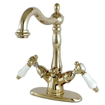 Kingston Brass KS1432BPL Bel-Air Two-Handle Bathroom Faucet with Brass Pop-Up and Cover Plate, Polished Brass