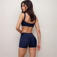thumbnail image 6 of Women's High Waist V-Cut Active Shorts with Seamless Stretch Compression Fit and Contoured Flattering Silhouette - Navy, Small, 6 of 7