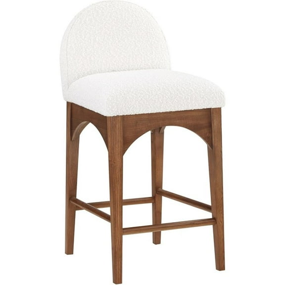 Pemberly Row Modern / Contemporary Cream Boucle Fabric Stool