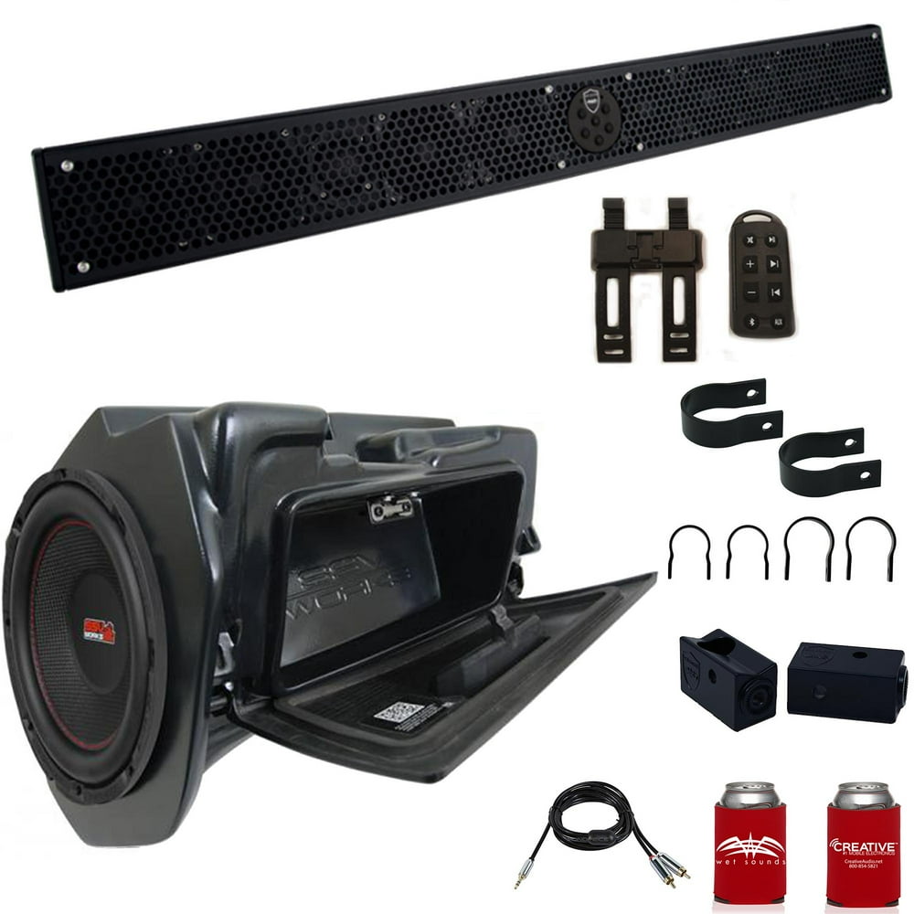 Wet Sounds STEALTH-10 ULTRA HD-B Sound Bar with 2.00" Clamps and