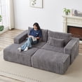 thumbnail image 3 of 87-Inch Oversized Sectional Couch, Comfort Loveseat Lounge Chaise with Two Removable Footstool, Modern Sleeper sofa for Apartment, Living Room, Bedroom, No Assembly Required (Gray), 3 of 9