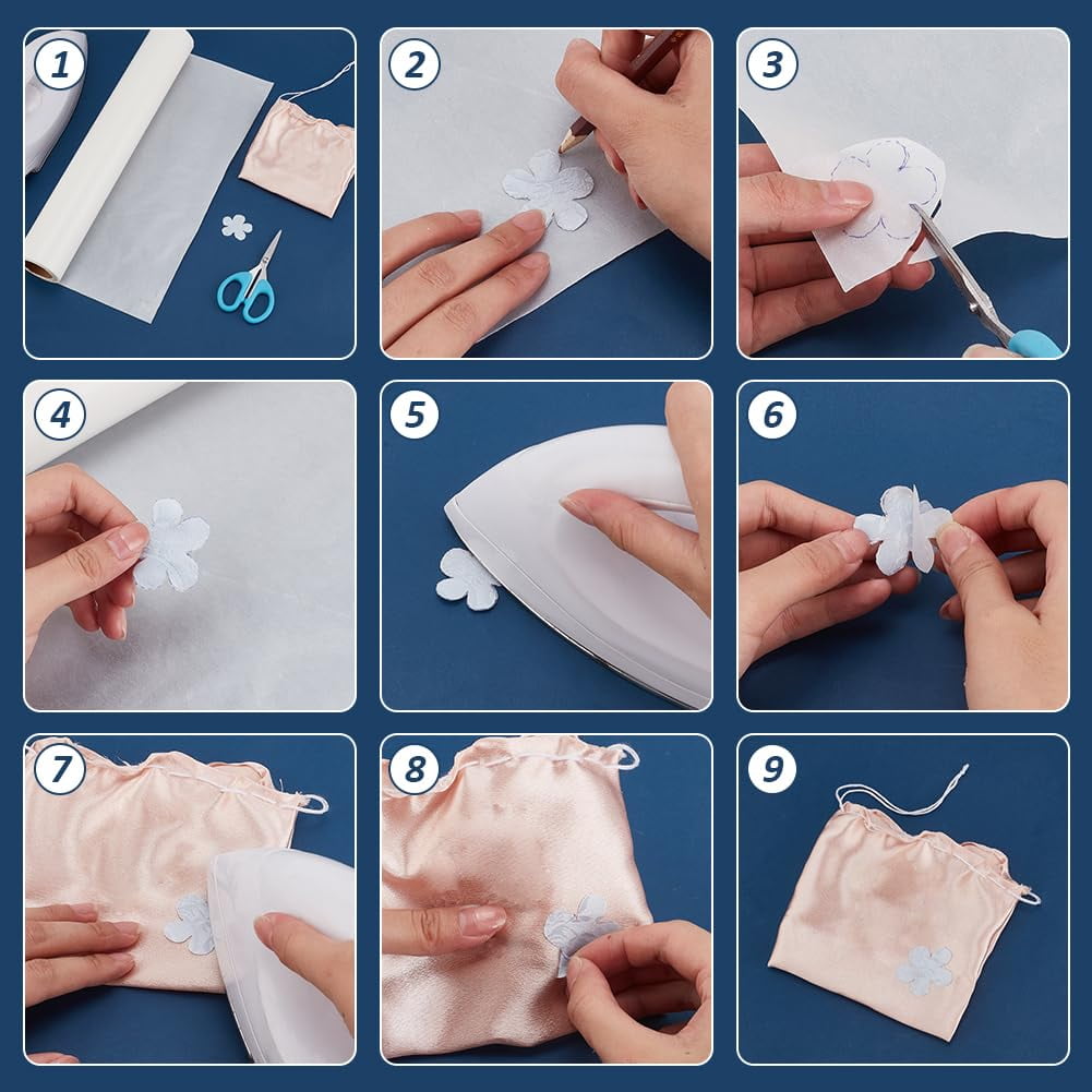 PH Double Sided Iron On Adhesive Film 13.7 inchx10 Yards Double-Sided Patch Heat Melt Fabric Press-on Adhesive Sheets Permanent Fusible Adhesive for DIY Craft Sewing Supplies for DIY
